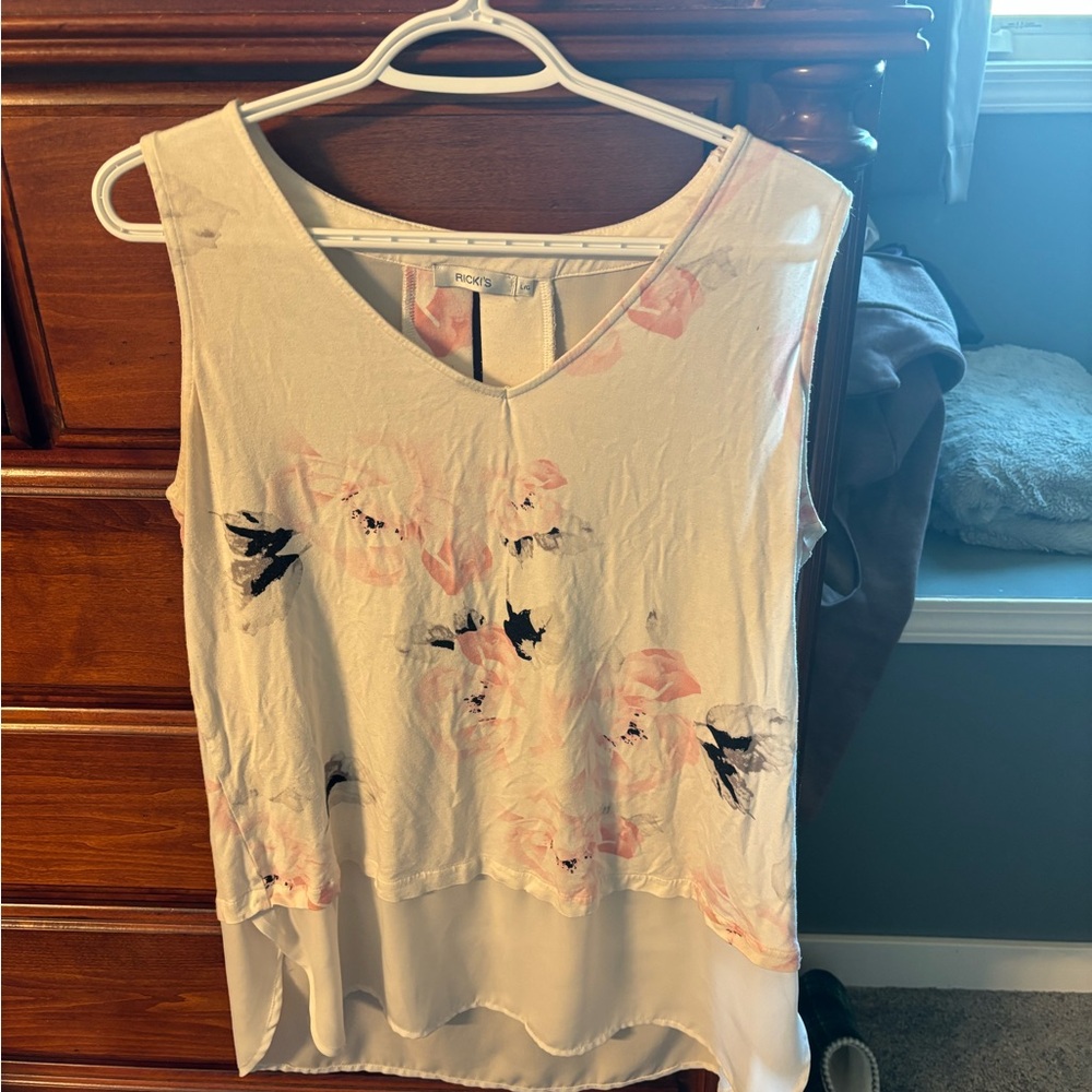 Ricki's Cream and Pink Floral Blouse